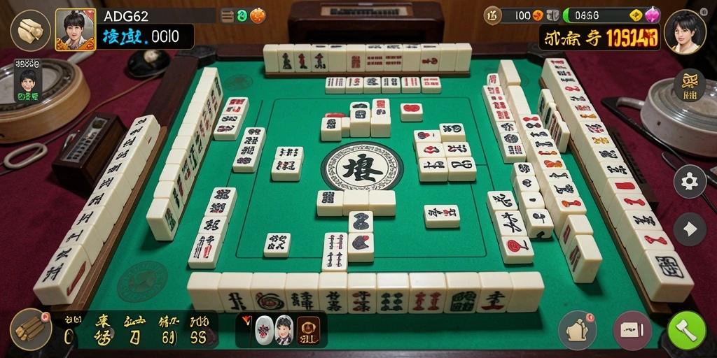 Tampilan gameplay menarik dari ADG62 yang menunjukkan strategi Mahjong.