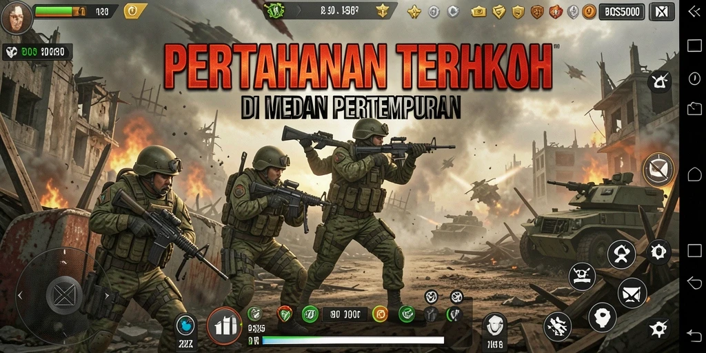 Gameplay menarik dalam BOS5000 saat melawan gelombang musuh.