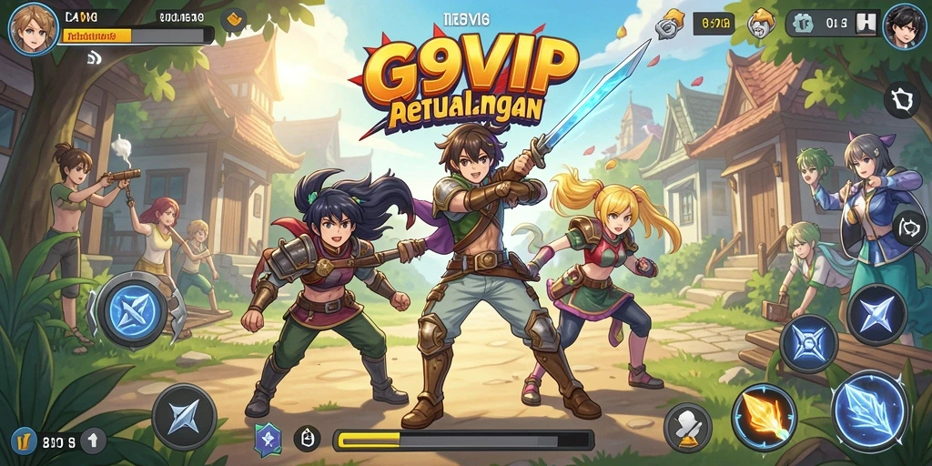 Tampilan gameplay menakjubkan dalam G9VIP dengan karakter Anime.