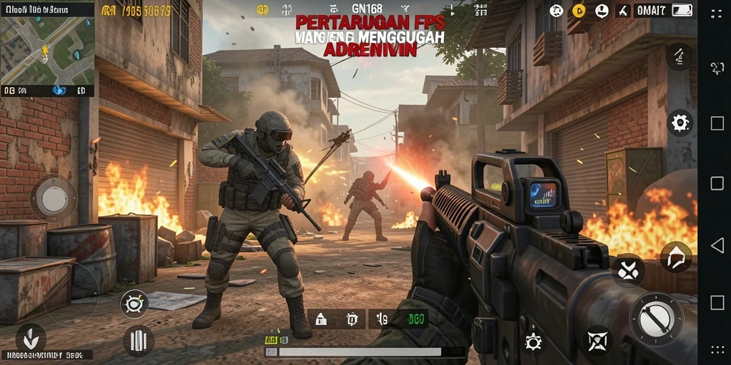 Screenshot dari gameplay GN168 yang penuh aksi FPS.