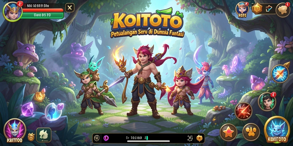 Tampilan gameplay menakjubkan dalam KOITOTO saat melawan monster raksasa.