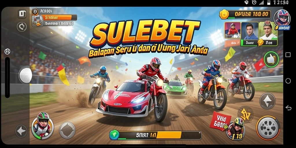 Gameplay balapan seru di SULEBET dengan kendaraan beragam.