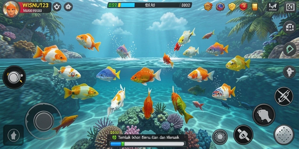 Screenshot gameplay menampilkan aksi seru menembak ikan.